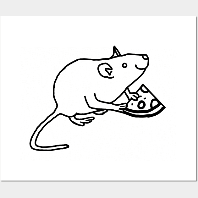 Rat with Pizza Slice Outline for a Geek Wall Art by ellenhenryart